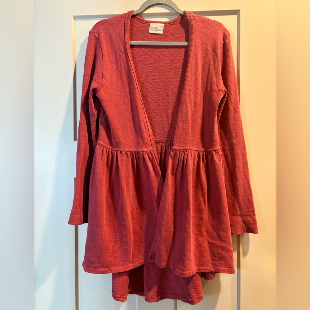 T.La for Anthropologie Biera Pink Peplum Knit Cardigan